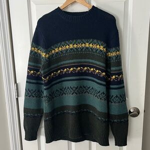 Smartwool CHUP Men's Navy and Green Crewneck Sweater Sz Large Lambswool blend